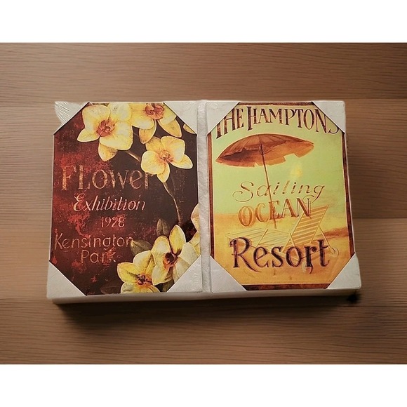 Other - New Lot 2 Vintage Style Canvas Print Home Decor "16x12" Flower 1928 & Resort NIB